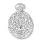Sterling Silver Rhodium-plated Polished Starfish and Scallop Shell Reef Pendant - Image 4