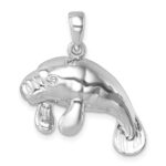 Sterling Silver Rhodium-Plated Medium Manatee Pendant