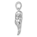 Sterling Silver Rhodium-plated Polished Manatee and Baby Pendant - Image 2