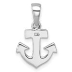 Sterling Silver Rhodium-Plated Polished Anchor Pendant - Image 3