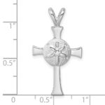 Sterling Silver Rhodium-Plated Polished and Brushed Sand Dollar Cross Pendant - Image 5