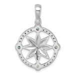 Sterling Silver Rhodium-Plated Polished CZ Compass Pendant - Image 3
