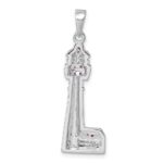 Sterling Silver Rhodium-Plated Polished CZ Cape May Lighthouse Pendant - Image 3