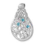 Sterling Silver Rhodium-plated Polished Octopus and Starfish Sea Life Scene Pendant - Image 4