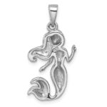Sterling Silver Rhodium-Plated Antiqued Mermaid Pendant - Image 3