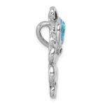 Sterling Silver Rhodium-plated Polished Blue Crystal Octopus Chain Slide - Image 2