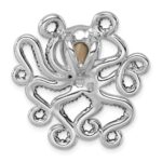 Sterling Silver Rhodium-plated Polished Blue Crystal Octopus Chain Slide - Image 3