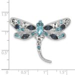 Sterling Silver Rhodium-plated Polished Crystal Inlay Dragonfly Chain Slide - Image 5