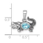 Sterling Silver Rhodium-plated Antiqued Crystal Inlay Alligator Pendant - Image 5