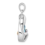 Sterling Silver Rhodium-plated Polished Crystal Dolphin Pendant - Image 2