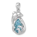 Sterling Silver Rhodium-plated Polished Crystal Dolphin Pendant - Image 4