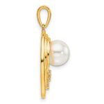 14K Polished 1/15 carat Diamond and White Freshwater Cultured Pearl Ovals Pendant - Image 2