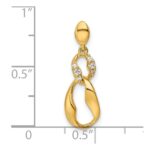 14K Polished 1/20 carat Diamond Wavy Oval Dangle Pendant - Image 4