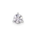 14k White Gold 3/8 carat Lab Grown Diamond VS/SI+ G+ Round Complete Three Prong Chain Slide Pendant