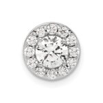 14k White Gold 1 carat Lab Grown Diamond VS/SI+ G+ Round Complete Halo Chain Slide Pendant