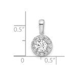 14k White Gold 3/4 carat Lab Grown Diamond VS/SI+ G+ Round Complete Halo Pendant - Image 4