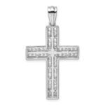 14k White Gold 1 carat Lab Grown Diamond VS/SI+ G+ Complete Double Cross Pendant - Image 3