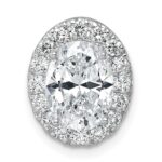 14k White Gold 1/2 carat Lab Grown Diamond VS/SI+ G+ Oval Semi Mount 9.9x6.9mm Center Halo Chain Slide Pendant - Image 4