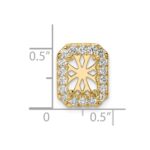 14k 1/2 carat Lab Grown Diamond VS/SI+ G+ Holds 2 carat Radiant Center Semi Mount Halo Chain Slide Pendant - Image 5