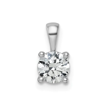 14k White Gold 3/4 carat Lab Grown Diamond VS+ F+ Round Complete Four Prong Pendant