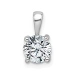 14k White Gold 1 carat Lab Grown Diamond VS/SI+ G+ Round Complete Four Prong Pendant