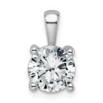 14k White Gold 2 carat Lab Grown Diamond VS+ F+ Round Complete Four Prong Pendant