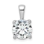 14k White Gold 2 1/2 carat Lab Grown Diamond VS+ F+ Round Complete Four Prong Pendant