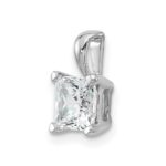 14k White Gold 1 carat Lab Grown Diamond VS+ F+ Princess Complete Four Prong Pendant - Image 4