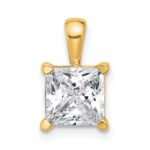14k 2 1/2 carat Lab Grown Diamond VS+ F+ Princess Complete Four Prong Pendant