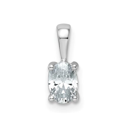 14k White Gold 1/2 carat Lab Grown Diamond VS/SI+ G+ Oval Complete Four Prong Pendant