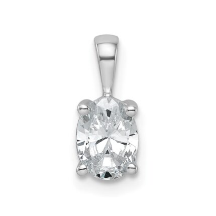 14k White Gold 3/4 carat Lab Grown Diamond VS/SI+ G+ Oval Complete Four Prong Pendant