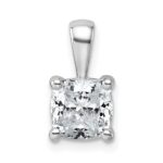 14k White Gold 1 1/2 carat Lab Grown Diamond VS+ F+ Cushion Complete Four Prong Pendant