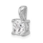 14k White Gold 1 1/2 carat Lab Grown Diamond VS+ F+ Cushion Complete Four Prong Pendant - Image 4