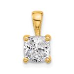 14k 1 1/2 carat Lab Grown Diamond VS+ F+ Cushion Complete Four Prong Pendant