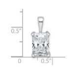 14k White Gold 2 1/2 carat Lab Grown Diamond VS/SI+ G+ Radiant Complete Four Prong Pendant - Image 4