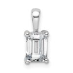 14k White Gold 1 carat Lab Grown Diamond VS+ F+ Emerald Complete Four Prong Pendant