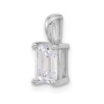 14k White Gold 1 carat Lab Grown Diamond VS+ F+ Emerald Complete Four Prong Pendant - Image 4