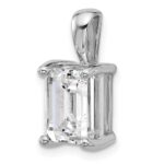 14k White Gold 3 carat Certified Lab Grown Diamond VS+ F+ Emerald Complete Four Prong Pendant - Image 4