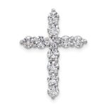 14k White Gold 1 1/2 carat Lab Grown Diamond VS/SI+ G+ Complete Cross Chain Slide Pendant