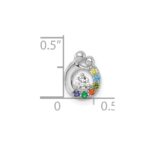 14k WG 6 Birthstone and Dia Mother/Child Chain Slide Semi-mount - Image 5