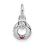14k WG Dia. Heart w/1 Birthstone Mother's Circle Pend Semi-Mount - Image 2