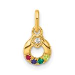 14k Dia Heart w/ 4 Birthstone Mother's Circle Pendant Semi-Mount - Image 2