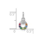 14k WG Dia. Heart w/7 Birthstone Mother's Circle Pend Semi-Mount - Image 5