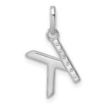 14k White Gold Twisted .05 Ct. Diamond Initial K Charm - Image 3