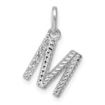 14k White Gold Twisted .05 ct. Diamond Initial M Charm