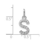 14k White Gold Twisted .07 ct. Diamond Initial S Charm - Image 4