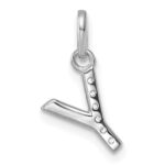 14k White Gold Twisted .05 ct. Diamond Initial Y Charm - Image 3