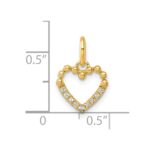 14K Polished Diamond Beaded Heart Pendant - Image 4