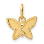 14K Polished and Hammered Diamond Butterfly Pendant - Image 3