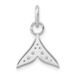 14K White Gold Polished Diamond Whale Tail Charm - Image 3